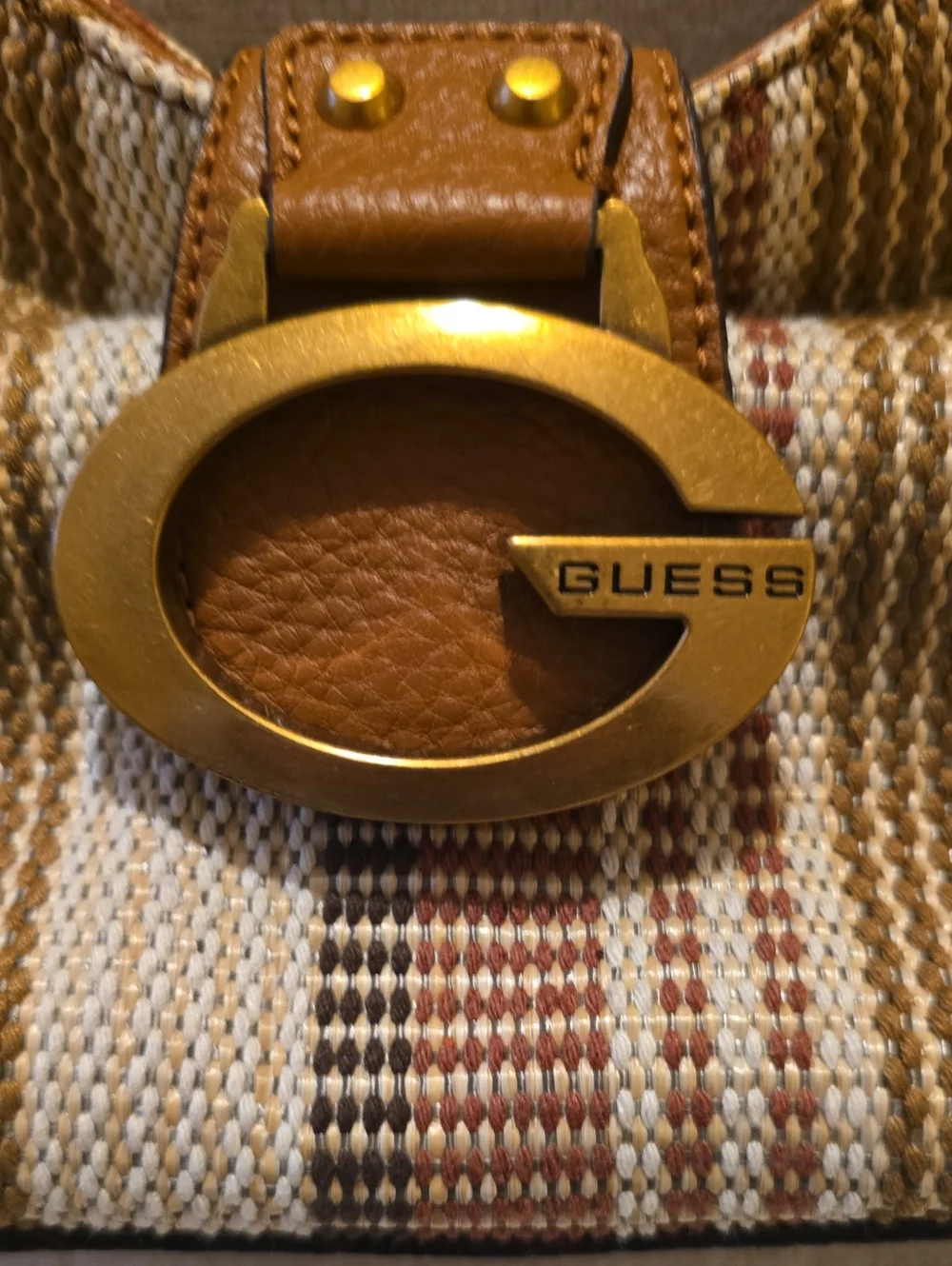 GUESS Camden Mini Striped Canvas Shoulder Purse NWOT